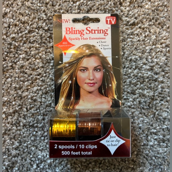 Bling String Sparkly Hair Extensions - Gold and Brown hair tinsel inserts - Picture 1 of 1